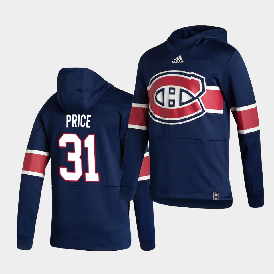 Men Montreal Canadiens #31 Price Blue NHL 2021 Adidas Pullover Hoodie Jersey